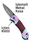 KAMP OUTDOOR   İŞLEMELİ BROWNİNG ÇAKI 23 CM BOY  İÇTEN KİLİTLİ  KEMER KLİPSLİ