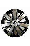 Kia Ceed Uyumlu 15 Inç Piano Black Siyah Beyaz Renkli Jant Kapağı 4 Adet