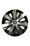 Peugeot 107 Uyumlu 15 Inç Piano Black Siyah Beyaz Renkli Jant Kapağı 4 Adet