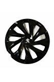 Peugeot 208 Uyumlu 15 Inç 4 Adet Piano Black Siyah Jant Kapağı Takımı