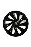 Peugeot 208 Uyumlu 14 Inç Piano Black Siyah Jant Kapağı 4 Adet
