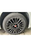 Fiat Egea Urban Uyumlu 16"inç Siyah Gri Kırılmaz Jant Kapağı 4 Adet 1 Takım