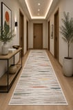 Norella Home Modern Soyut Halı Krem Bej Renkli Çizgili 120 x 180 cm Dijital Baskı Kaymaz Tabanlı Yıkanabilir Polyester
