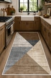 Norella Home Modern Geometrik Halı 60x90 cm Polyester Çok Renkli Makinede Yıkanabilir Kaymaz Taban