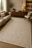 Norella Home Halı Bohem Etnik Desenli Krem Bej 140x200 cm Kaymaz Taban Yıkanabilir Dijital Baskı Polyester
