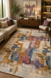 Norella Home Modern Soyut Desenli Halı 200x300 cm Çok Renkli Kaymaz Taban Yıkanabilir