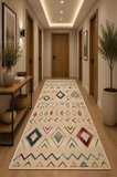 Norella Home Halı Etnik Desenli Çok Renkli 100 x 300 cm Polyester Kaymaz Tabanlı Yıkanabilir Dijital Baskı Halı