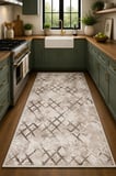 Norella Home Modern Geometrik Halısı Bej Vizon 60x90 cm Yıkanabilir