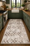 Norella Home Modern Geometrik Desenli Bej Vizon Dekoratif Halı Kaymaz Tabanlı Yıkanabilir Polyester 200x300 cm