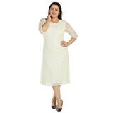 Nidya Moda Büyük Beden Kadın Ekru Kloş Etek Dantel Abiye Elbise-4036E