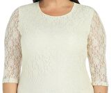 Nidya Moda Büyük Beden Kadın Ekru Kloş Etek Dantel Abiye Elbise-4036E