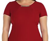 Nidya Moda Büyük Beden Kadın Bordo  Taşlı Aksesuarlı Sem  Abiye Elbise-4088B