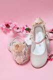 Topuklu Pudra Simli Kız Çocuk Ayakkabı