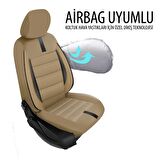 NiCe Shop  Mirage Serisi Taytüyü Kumaş Deri Detaylı Airbag Dikimli Oto Koltuk Kılıfı Ön Arka Tam Set