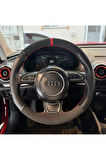DİKİŞLİ DİREKSİYON KILIFI NOKTALI NUBUK KIRMIZI YÜZÜK KIRMIZI DİKİŞ AUDİ A3 İÇİN HIZLI KARGO