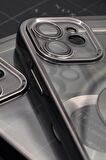 iPhone 11 Uyumlu Siyah Renkli Kenarlı Lazerli Şeffaf Kılıf Lens Korumalı