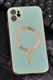 iPhone 11 Uyumlu MagSafe Özellikli Mint Yeşili Renkli Lens Korumalı Kılıf 