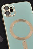 iPhone 11 Uyumlu MagSafe Özellikli Mint Yeşili Renkli Lens Korumalı Kılıf 