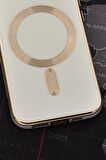 iPhone 13 Uyumlu MagSafe Özellikli Bej Renkli Lens Korumalı Kılıf 