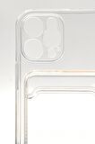 iPhone 12 Uyumlu Kredi Kartlıklı Şeffaf Kılıf Kamera Korumalı