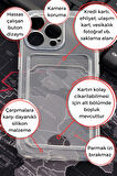iPhone 14 Pro Uyumlu Kredi Kartlıklı Şeffaf Kılıf Kamera Korumalı