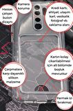 Xiaomi Redmi Note 8 Pro Uyumlu Kredi Kartlıklı Şeffaf Kılıf Kamera Korumalı