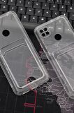 Xiaomi Redmi 9C Uyumlu Kredi Kartlıklı Şeffaf Kılıf Kamera Korumalı