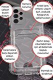 Samsung A13 Uyumlu Kredi Kartlıklı Şeffaf Kılıf Kamera Korumalı