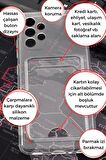 Samsung A23 Uyumlu Kredi Kartlıklı Şeffaf Kılıf Kamera Korumalı