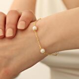 925 Ayar Gümüş Creamrose Tatlısu İncisi Bileklik-7.50mm