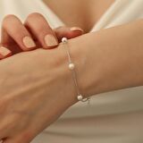 925 Ayar Gümüş White Tatlısu İncisi Bileklik-6mm