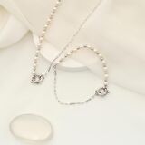 925 Ayar Gümüş Cream Tatlısu İncisi Bileklik-5mm