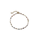 14 Ayar Altın Kaplama  Çok Renkli Doğal Taşlı  El Yapımı Gümüş Bileklik - CBS00131