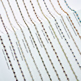 14 Ayar Altın Kaplama  Çok Renkli Doğal Taşlı  El Yapımı Gümüş Bileklik - CBS00131