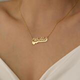 925 Ayar Gümüş Kalpli Kişiye Özel İsim Kolye