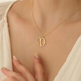 925 Ayar Gümüş Minimal Kalp Detaylı Harf Kolye