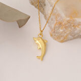 Nox Jewelry 925 Ayar Gümüş Minimal Yunus Balığı Hediye Kolye