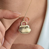 14 Ayar Altın Kaplama Kadın El Çantası Gümüş Kolye - CN00437