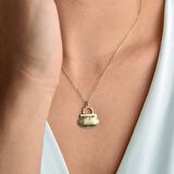 14 Ayar Altın Kaplama Kadın El Çantası Gümüş Kolye - CN00437