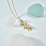 14 Ayar Altın Kaplama Dalda Kuş Temalı Gümüş Kolye - CN00438