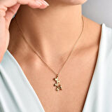 14 Ayar Altın Kaplama Dalda Kuş Temalı Gümüş Kolye - CN00438