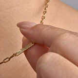 14 Ayar Altın Kaplama Ataç Zincirli Barlı Çok İsimli Gümüş Kolye - CN00451