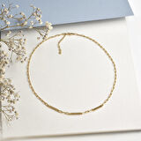 14 Ayar Altın Kaplama Ataç Zincirli Barlı Çok İsimli Gümüş Kolye - CN00451