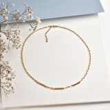 14 Ayar Altın Kaplama Ataç Zincirli Barlı Çok İsimli Gümüş Kolye - CN00451