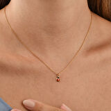 14 Ayar Altın Kaplama Minimal Uğur Böceği  Gümüş Kolye - CNE00134