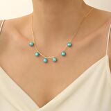 925 Ayar Gümüş Barock Ocean Blue Tatlısu İncisi Kolye-8mm