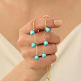 925 Ayar Gümüş Barock Ocean Blue Tatlısu İncisi Kolye-8mm