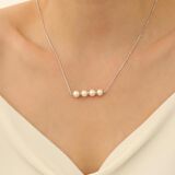 925 Ayar Gümüş Creamrose Tatlısu İncisi Kolye-8mm