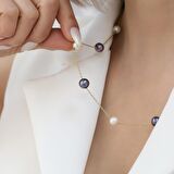925 Ayar Gümüş Creamrose & Tavuskuşu Tatlısu İncisi Kolye-8mm/10mm