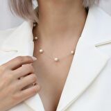 925 Ayar Gümüş Creamrose Tatlısu İncisi Kolye-8mm